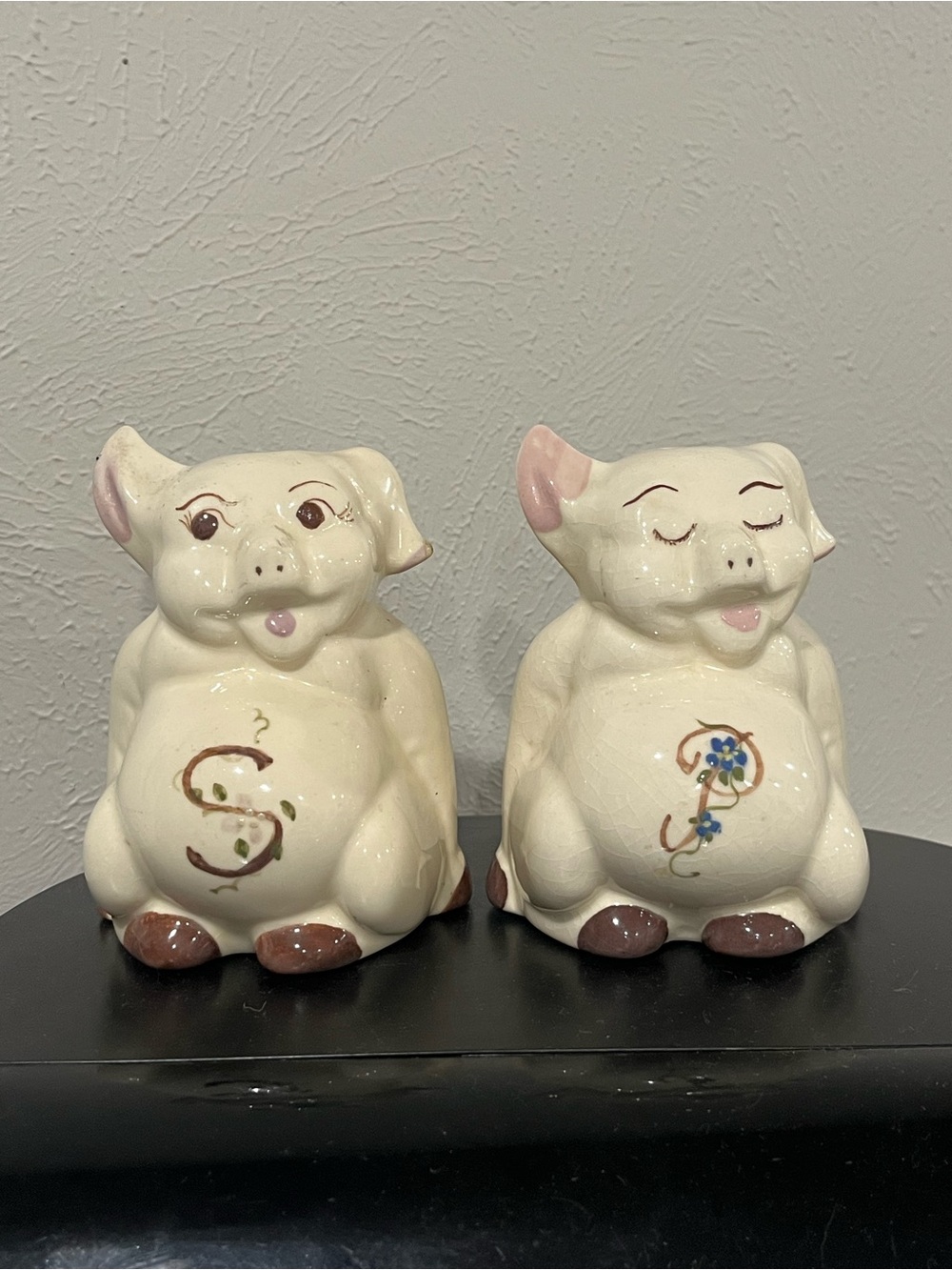 Cream Ceramic Pig Salt & Pepper Shaker Set